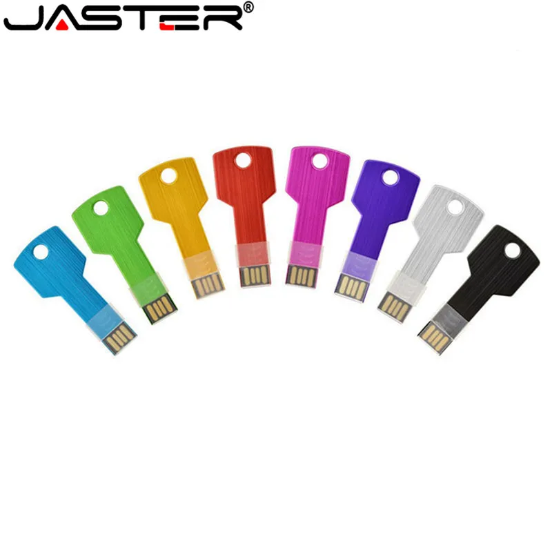 JASTER USB флеш-накопитель с логотипом на заказ, 4 ГБ, 8 ГБ, 16 ГБ, 32 ГБ, 64 ГБ, металлический флеш-накопитель, карта памяти, форма ключа