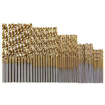 

50PCS HSS Titanize Round Shank Auger Twist Spiral Bits Hand Tool Set