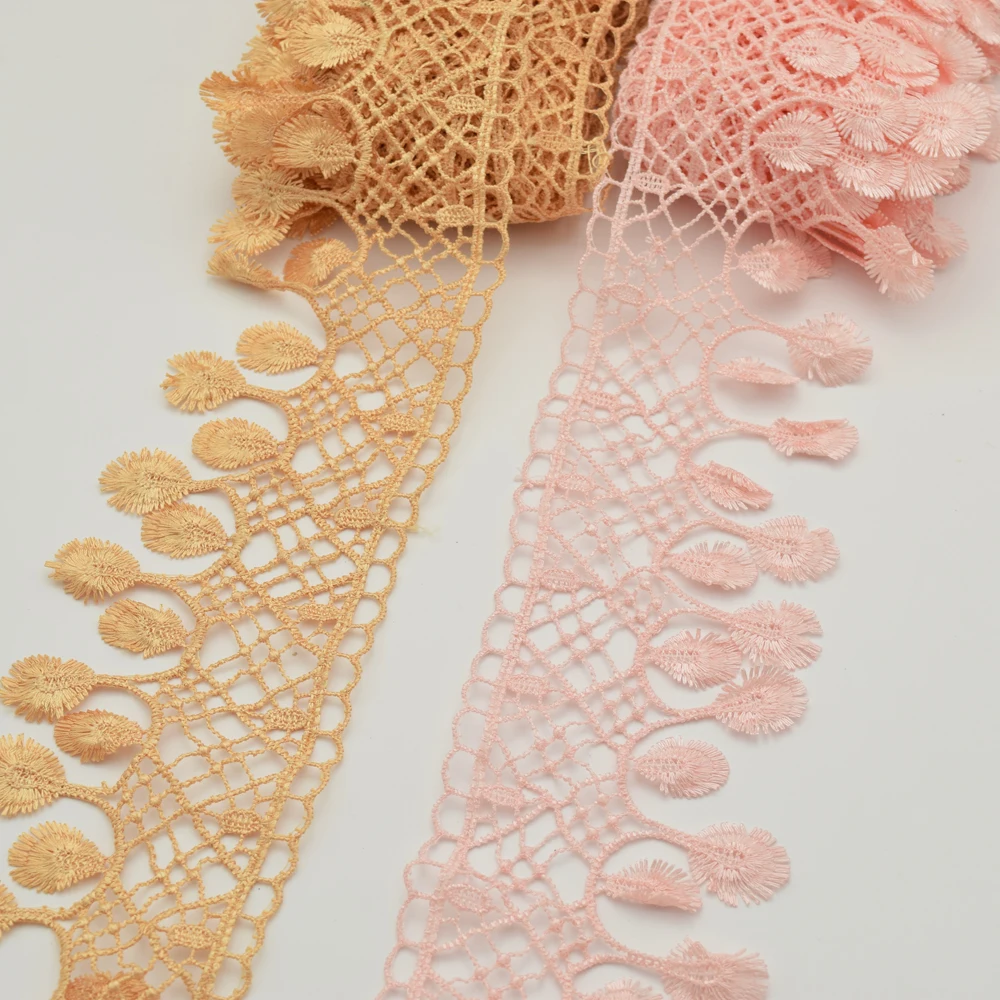 14.5Yards 8cm wide Polyester Lamp Dangling Fringe Lace Trims For Sewing