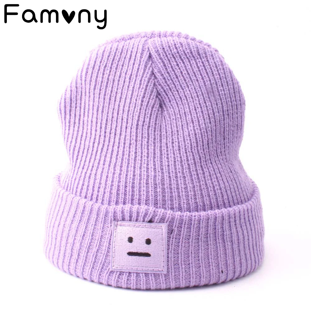 

Warm Foldable Knitted Baby Cap Cartoon Robot Brand Ear Protection Kids Hats Washable Candy Color Solid Toddler Infant Headwear