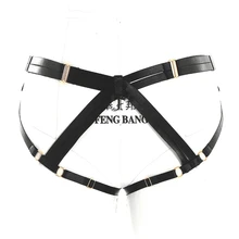 Черный жгут трусы эластичные ремешками клетка талия бедра уплотнительное кольцо сексуальный краткое настроить Связывание жгута проводов кузова белье Rave одежда для женщин