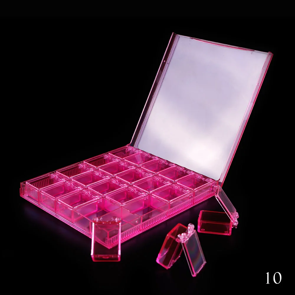 1 шт. прозрачный розовый пластиковый пустой ящик хранение для принадлежностей для дизайна ногтей Блестящий Чехол Дисплей Держатель для лака щетка шпильки контейнер маникюрные инструменты JI538 - Цвет: 10