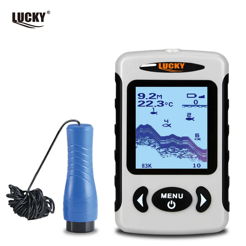 محظوظ FF718D-Ice 2.2 بوصة LCD المحمولة صياد السمك في الهواء الطلق 200 KHz/83 KHz المزدوج سونار تردد 100 M الأسماك كاشف ل الجليد الصيد