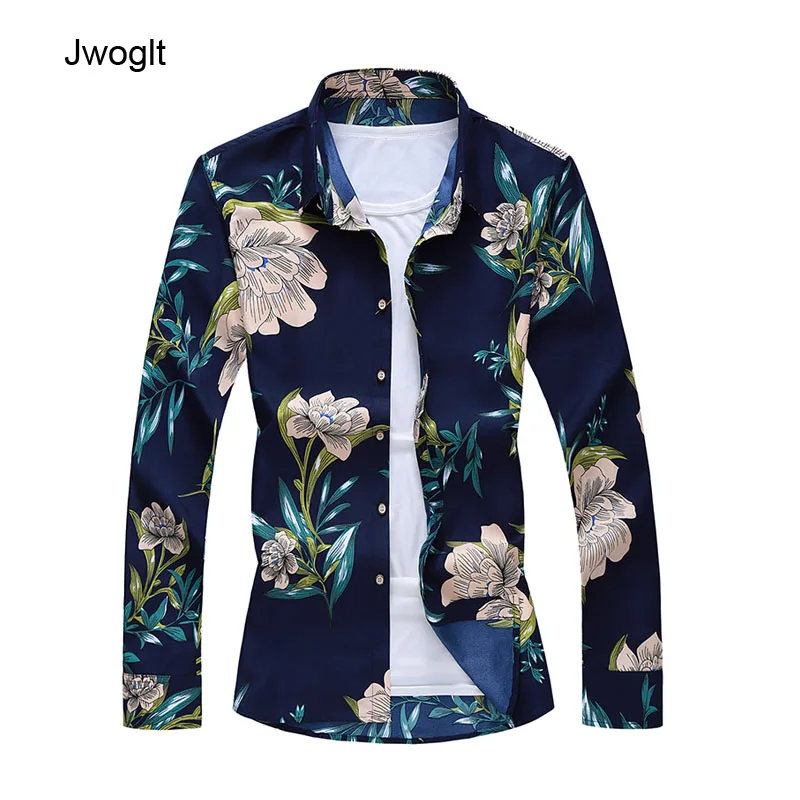 

45KG-120KG Autumn New Men's Flower Printed Shirts Male Long Sleeve Floral Shirt Men Tops Casual Shirts Plus Size 5XL 6XL 7XL