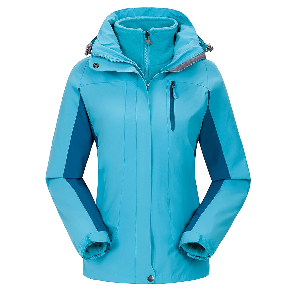 2016 Wowan outdoor jacket Winter Jacket Women Fleece Jacket Insied Two Pieces Waterproof Windproof Thermal Hiking Camping Coat