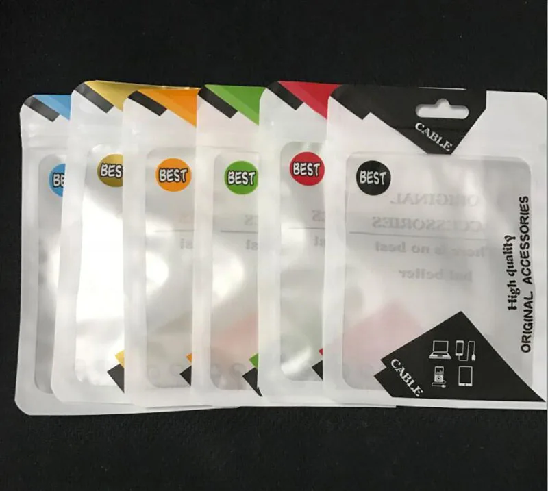 

200pcs/lot 10.5*15cm colorful Plastic zipper Retail Packaging bag for USB CABLE cord Poly PP bag package bags for data line