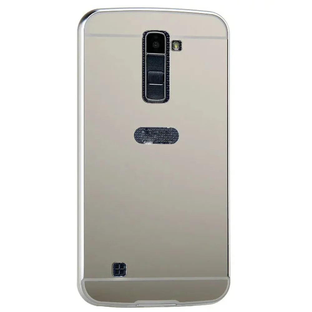 

Rhinestone Metal Frame Anti-shock Smartphone Protector Cover PC Mirror Back Mobile Phone Case For LG K10 #Y15