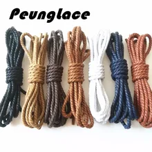 Качественные шнурки PeungLace из вощеного хлопка, 90 см, прочные блестящие шнурки, 3 скрученные шнурки, обработанные воском