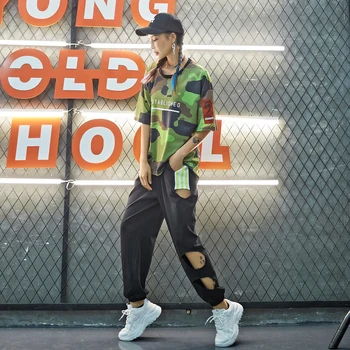 

4 Colors Women's Pants Summer Hole Thin Black Pant Female Causal Hip Hop Orange Trousers women's sports pants Blue