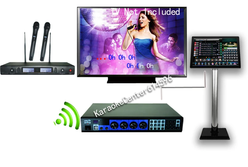 

Karaoke Jukebox HDMI Karaoke Machine Player System 3TB + 2 UHF wireless cordless microphones+19"touch screen