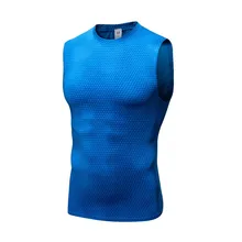 Высокие эластичные мужские компрессионные колготки форма для гимнастики Топ быстросохнущая спортивная рубашка без рукавов Мужская s жилет Спортивная футболка крутой жилет для бега