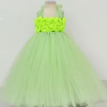 Custom Made Светло-Бирюзовый Цветочница Туту Платье Девушка Дети Партия Свадьба День Рождения Невесты Тюль Платье Одеяние Fille Ceremonie
