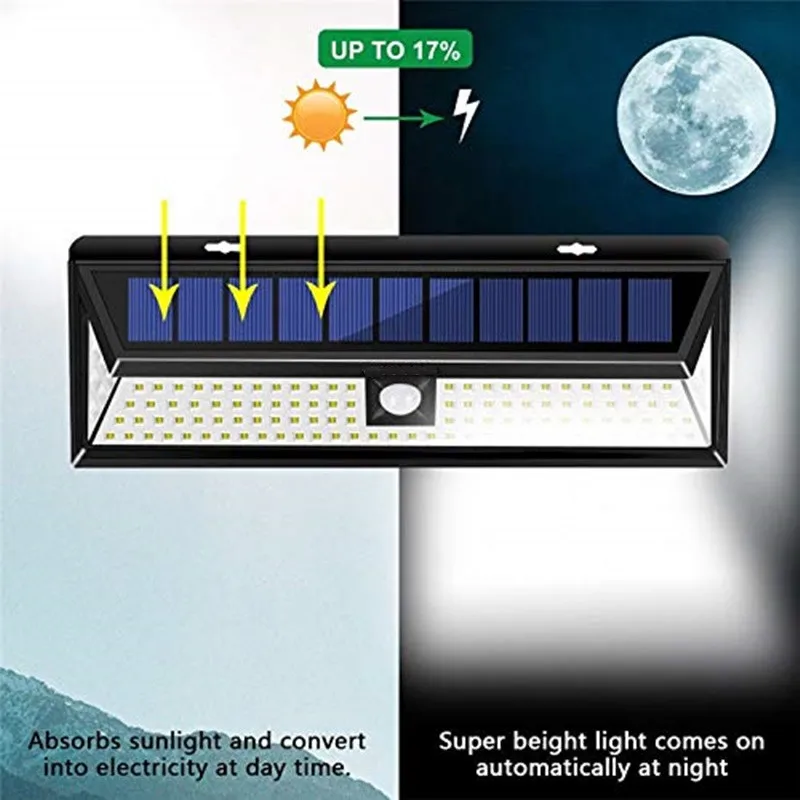 Солнечная лампа 118 LED PIR датчик движения Водонепроницаемая наружная светодиодная