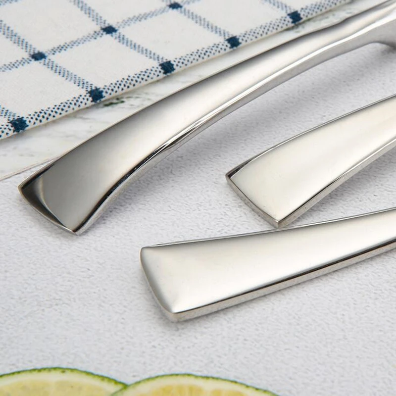 24Pcs Shiny Luxury Black Dinnerware Cutlery Set 304 Stainless Steel Meat Knife Fork Teaspoon Party Gift Set Drop Shipping