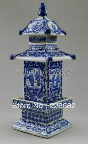 

Collectible Decorate Handwork Porcelain Painted Flower Figure Tower Pot Free Shipping
