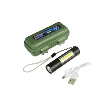 

LumiParty Portable XPE+COB LED Flashlight USB Charging Inspection Lamp Strong Light Torch with Build-in Battery Outdoor Use