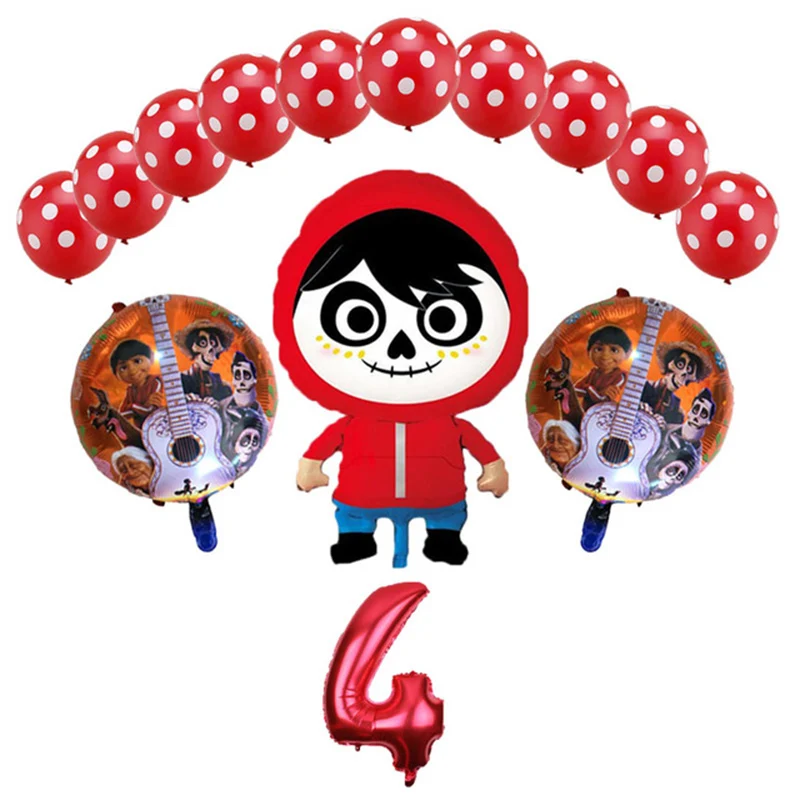 

14 Pcs/lot New movie COCO Balloons Miguel Hector Dante Dog Balloon child's Birthday Party Decorations toys Kids Number Balloon