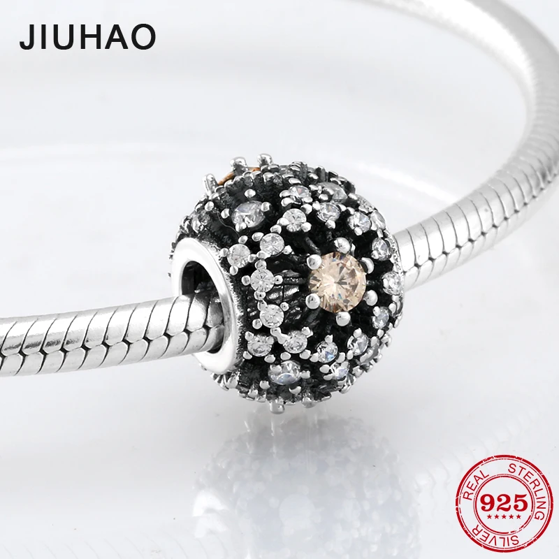 

2018 Hot 925 Sterling Silver orange CZ beads Diy for Girl Fit Original Pandora Charm Bracelet Jewelry making