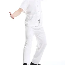 Горячая Летняя распродажа человек хлопковое льняное с короткими рукавами одежда Tang Винтаж в китайском стиле однотонное Цвет Кунг-Фу рубашка топ XXL 3XL Размеры