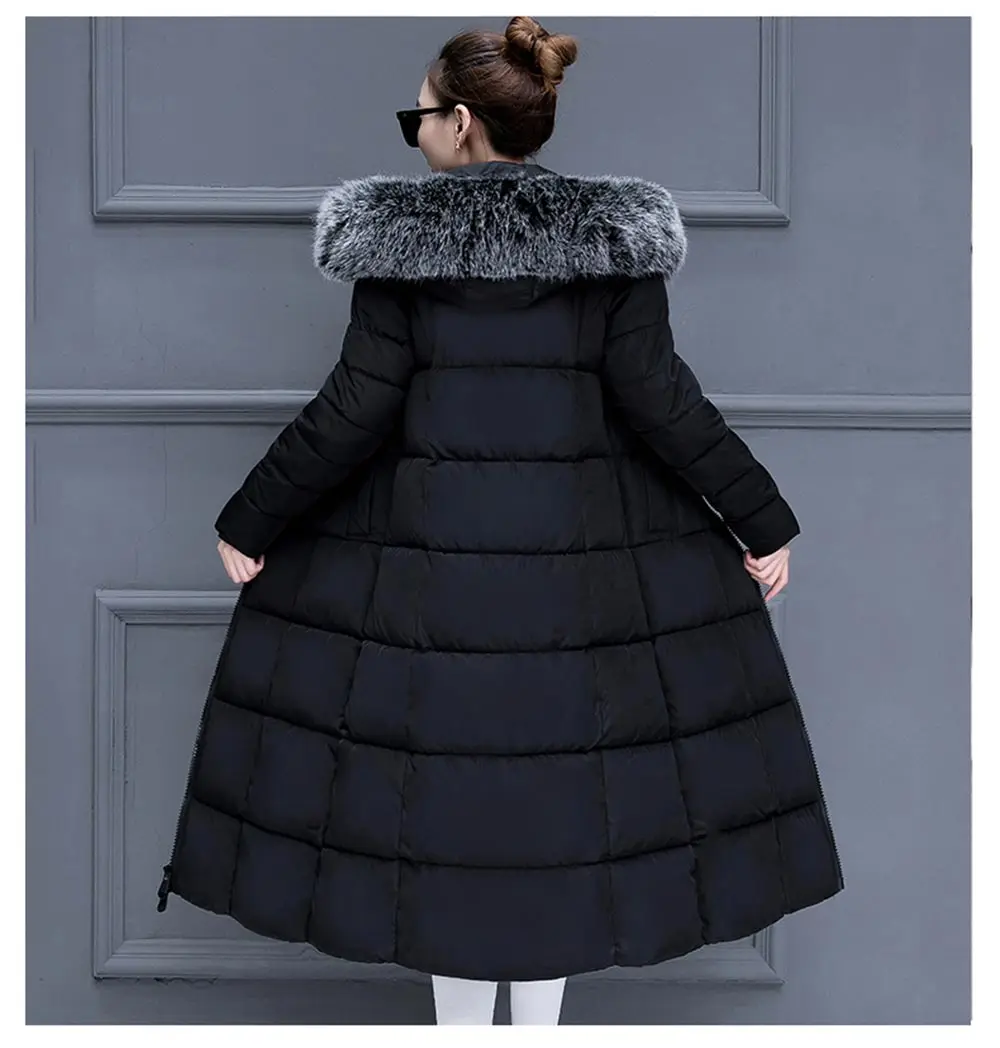 Brieuces 2018 горячая Распродажа вниз хлопок зимняя куртка женские средней длины тонкий съемный большой искусственный мех воротник утолщение
