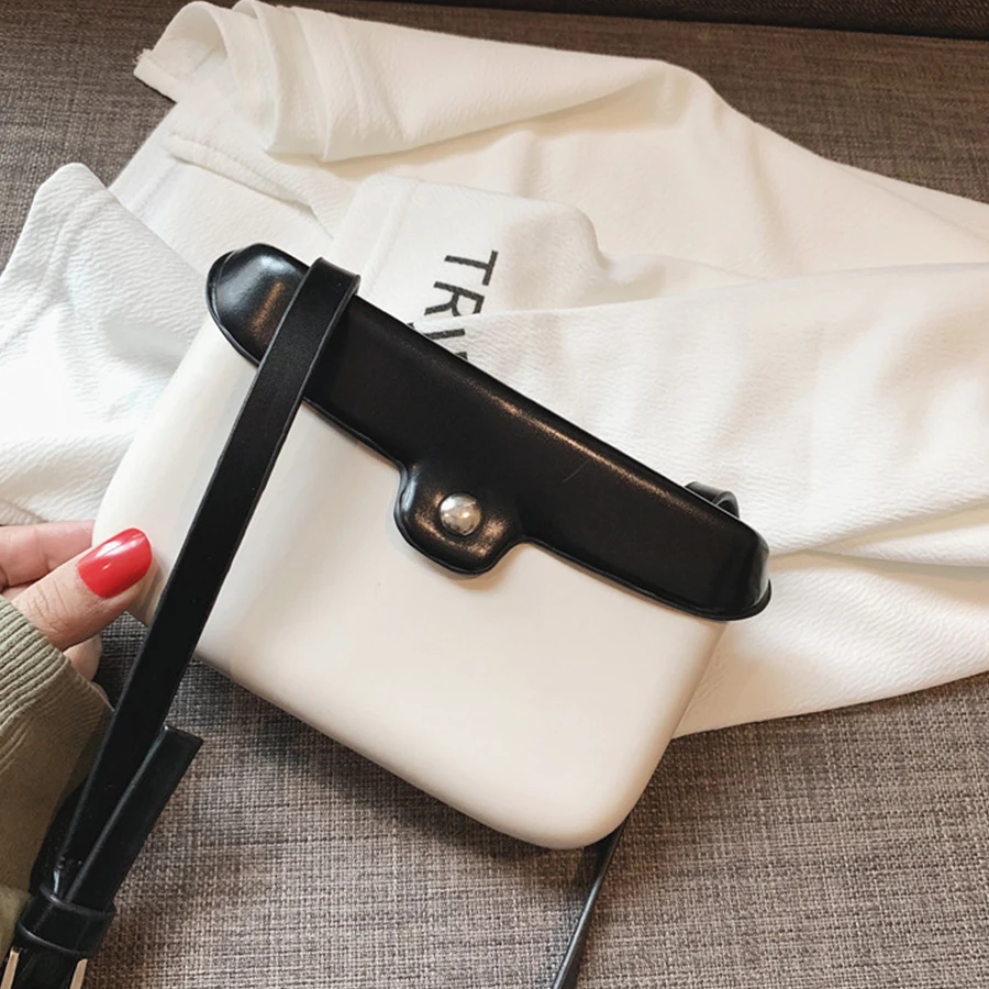 

Casual Leather Strap Button Women's Shoulder Bags Simple Pu Solid Color Mini Ladies Messenger Bag Designer Square Crossbody Bags