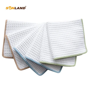 

Sinland Microfiber Waffle Weave Fabric Kitchen Drying Hand Face Towel 6 pcs 30x30 cm 6 Colors