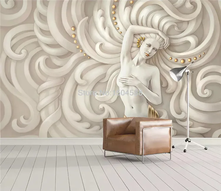 Европейский стиль 3D рельефная фигура скульптура Ангел фото фрески обои Гостиная Спальня отель роскошный фон стены 3 D Fresco