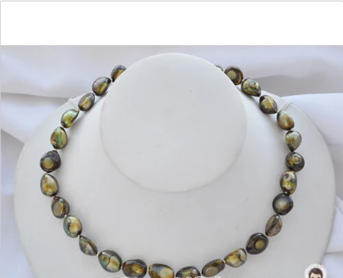 

FREE SHIPPING BW0879 17" 14mm Bronze baroque freshwater pearl necklace