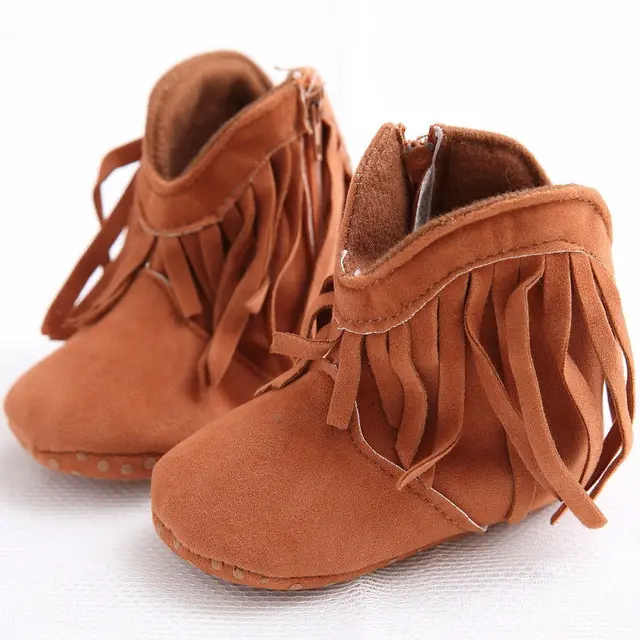 Genuine Leather Booties Boots Moccasins Moccs Baby Infant Toddler Fringe