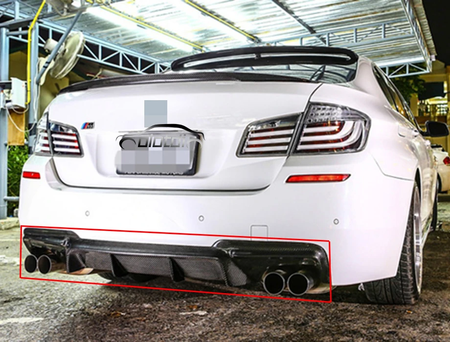 Углеродного волокна V стильный диффузор глушителя спойлер на крышке багажника автомобиля губа для губ для BMW F10 M-TECH бампер