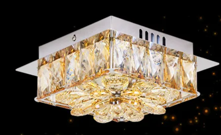 Champagne Crystal Потолочные светильники Крытый кристалл освещение квадратный светодиодный настольная лампа современный светодиодный потолочный светильник для столовой украшения дома - Цвет корпуса: Champagne Crystal