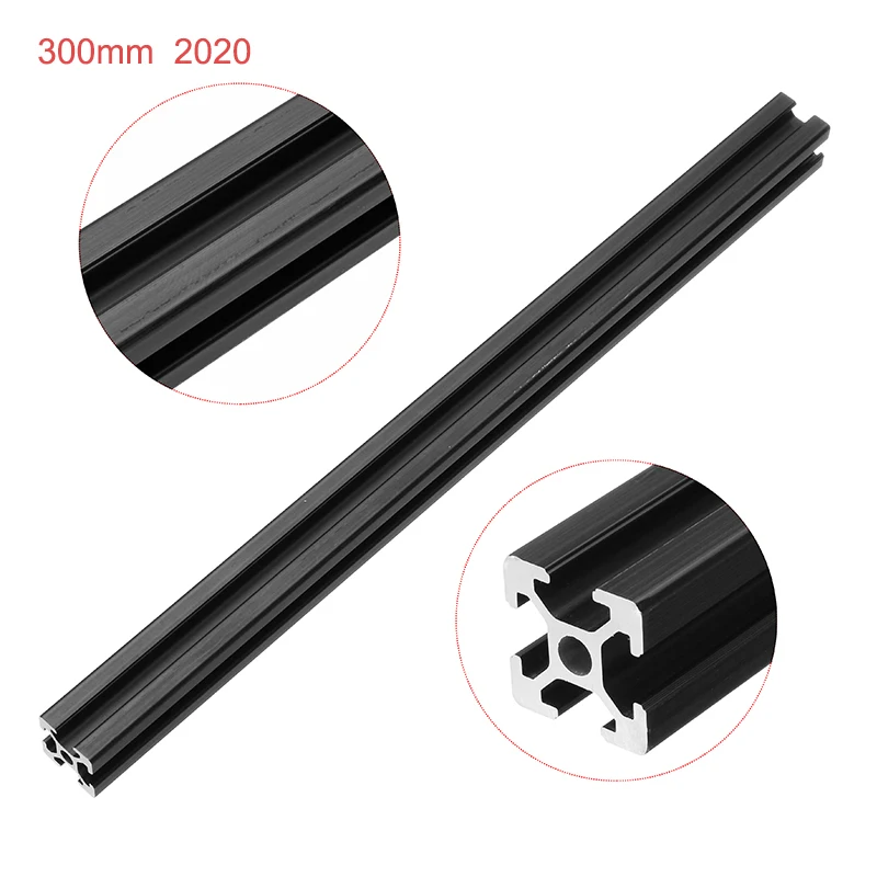 

300mm Length Black Anodized 2020 T-Slot Aluminum Profiles Extrusion Frame For CNC New