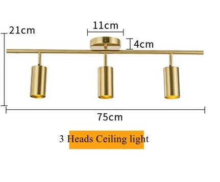 LukLoy Регулируемый рельсовый светильник Железнодорожный Точечный светильник золотой настенный потолочный Точечный светильник Настенный GU10 сменный светодиодный светильник - Цвет корпуса: 3 head Ceiling Mount