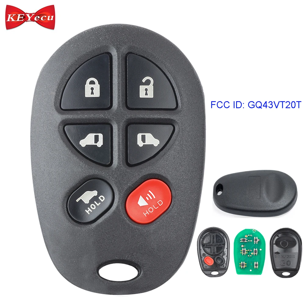 

KEYECU 3pcs for Toyota Sienna 2004-2018 Keyless Entry Remote Control Car Key Fob 6 Button FCC ID:GQ43VT20T