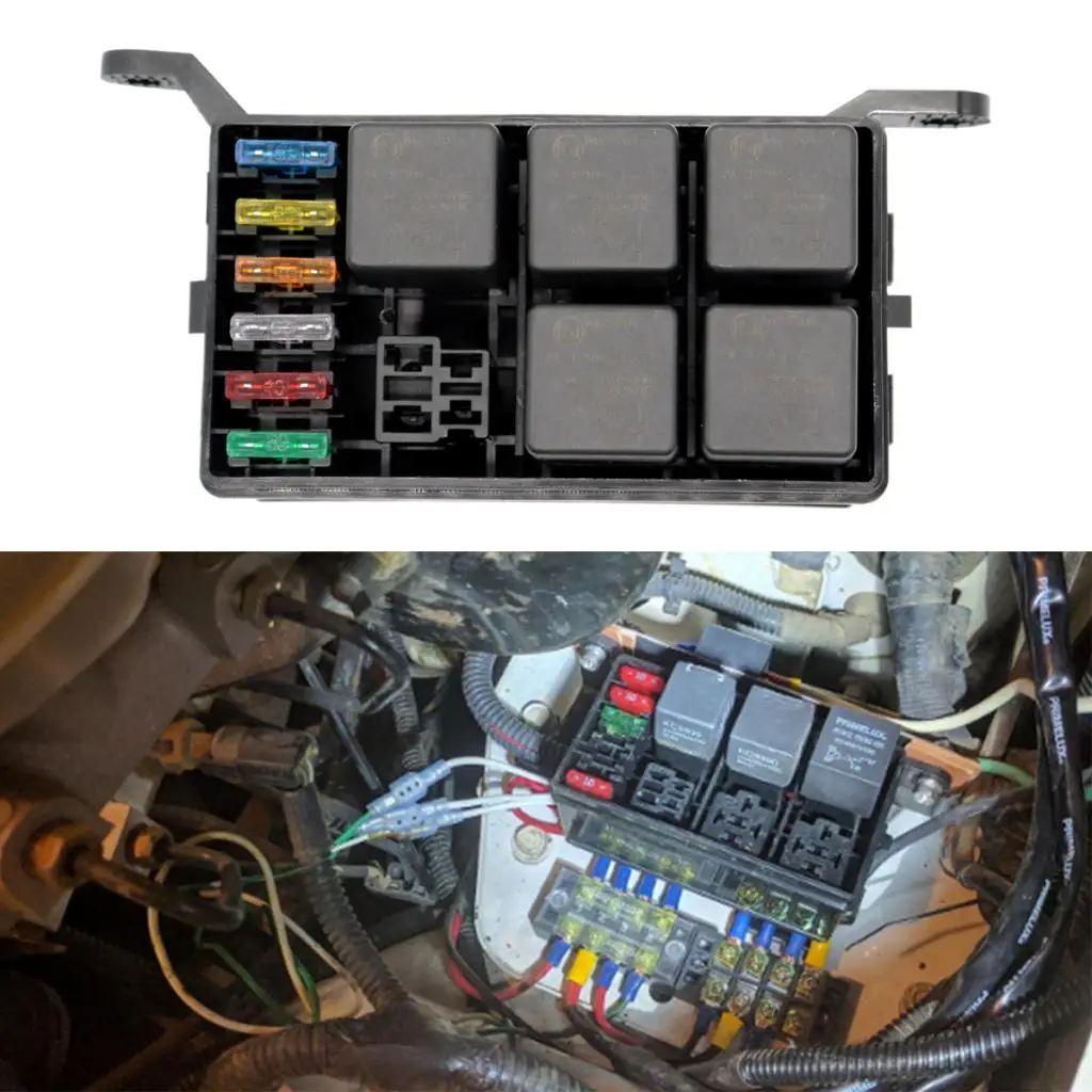 

6 Way Fuse Relay Holder with Terminals+4Pin 40A Replay+5pcs 5Pin 40A Relays
