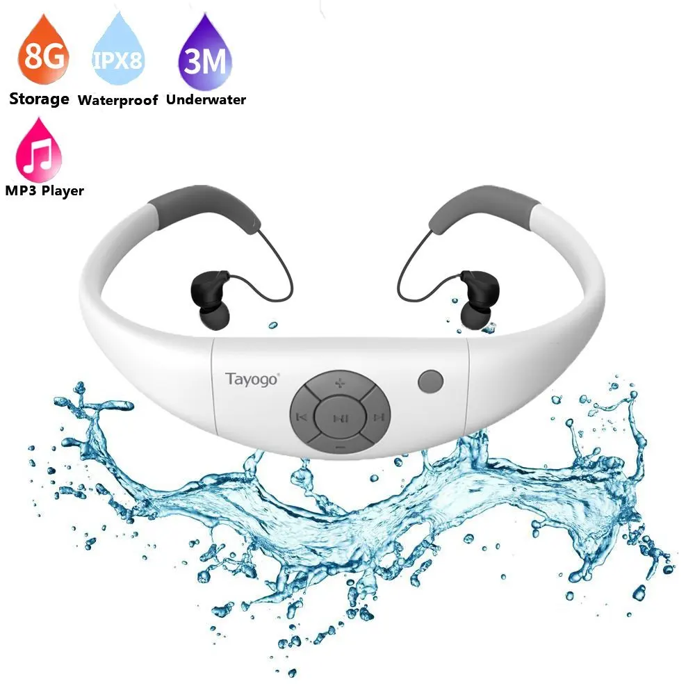 Водонепроницаемые MP3 наушники Tayogo Hi Fi с Bluetooth fm радио шагомером подводный USB