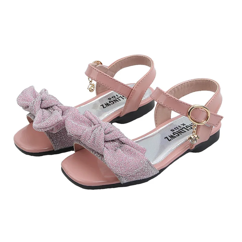

Summer New Girl Shoes Children Kids Sandals soft bottom Bowtie Rhinestone princess Shoes fille chaussure 4T 5T 6T 7T 8T 9T-14T