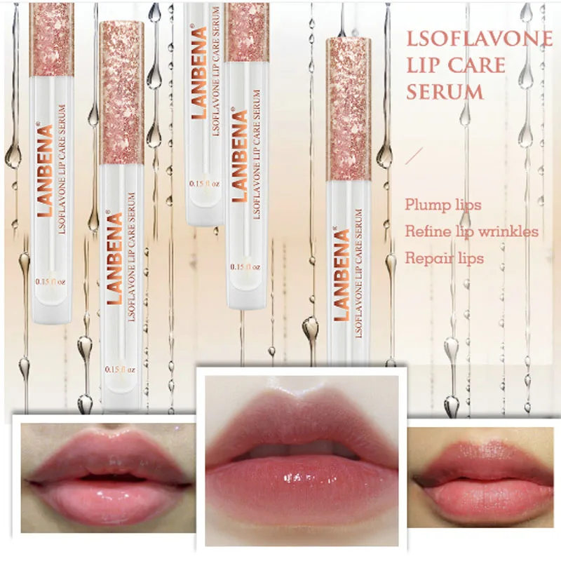 LANBENA Lsoflavone Сыворотка для ухода за губами Блеск для губ маска для увеличения эластичности губ уменьшить тонкие линии Восстанавливающая увлажняющая красота