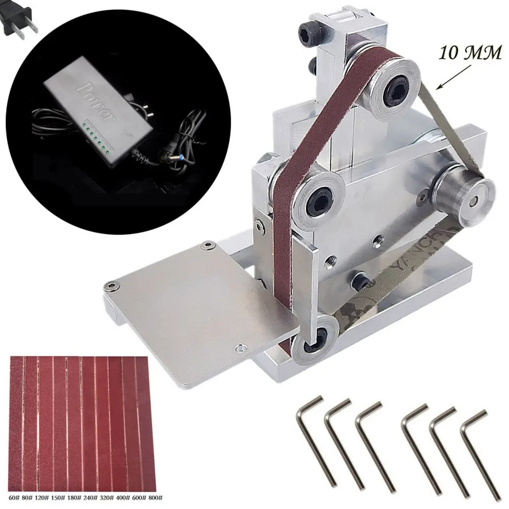 12-24V DIY Электрический ленточный шлифовальный полировка крепление машина края сделайте деревянный Металл угловая шлифовальная машина с бесплатной 10 xabrasive ремень - Цвет: 02