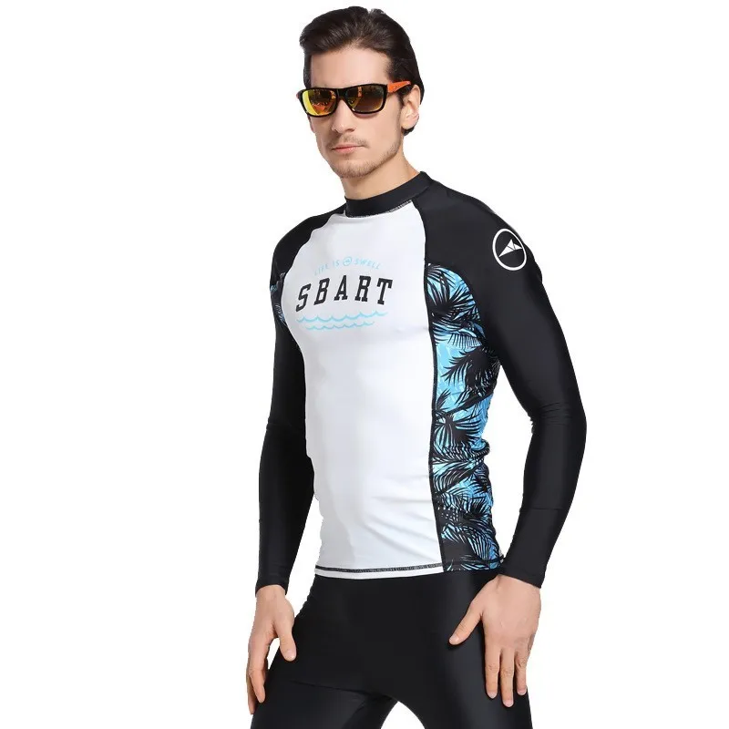 Для мужчин Rashguard купальник с длинным рукавом рубашка для плавания УФ Защита Рашгард для мужчин s купальник ming костюм Виндсерфинг футболка для дайвинга одежда для серфинга - Цвет: T28 Black White