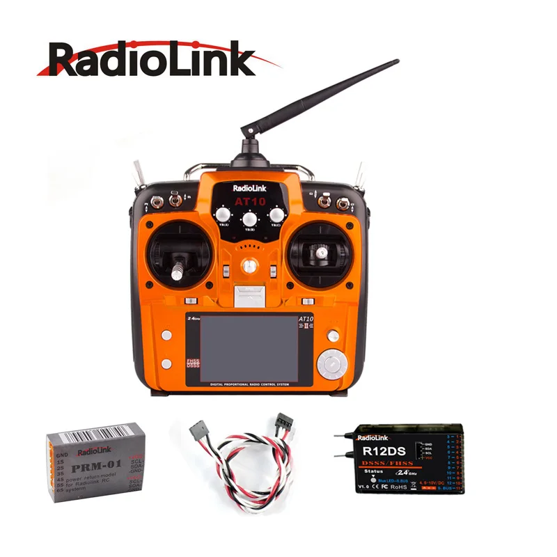 

Original Transmitter RadioLink AT10 II 2.4Ghz 12 CH Transmitter R12DS PRM-01 Voltage Return Module Battery For RC Quadcopte