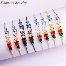 10 шт. Радуга cz Письмо M цепь с бруском браслет отрегулировать Горячая Мода красочные cz элегантность классические украшения для женщин