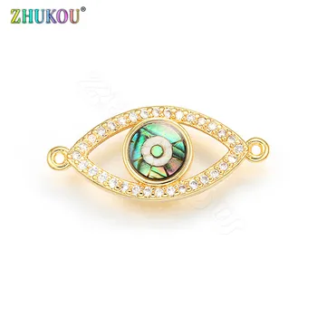 

ZHUKOU 11x24mm Round Evil Eyes Connector High quality Crystal Connector Charms for DIY Handmade jewelry accessories model:VS315