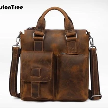Изящный портфель из натуральной кожи, винтажная мужская сумка на плечо из воловьей кожи, много карманов, вместительная мужская сумка, Bolso Hombre L62