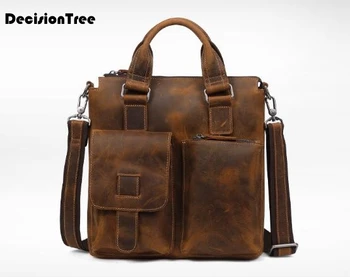 

dainty Genuine Leather Briefcase Vintage Men Shoulder Cowhide Bag Multi Pockets Large Capacity Mens Handbag Bolso Hombre L62