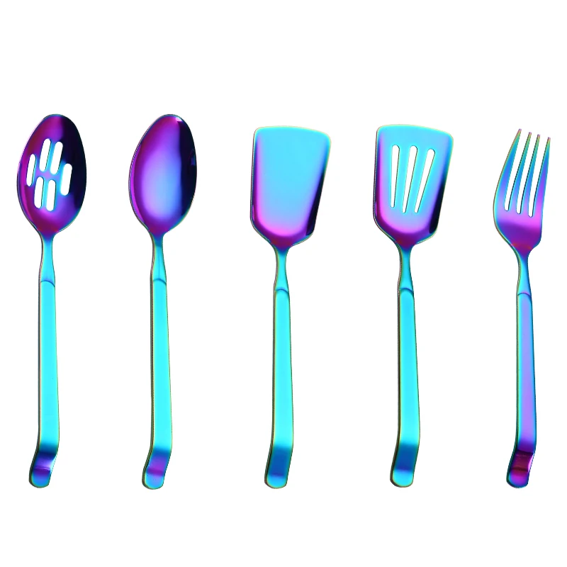 Rainbow Kitchenware set Stainless Steel Cookware Public Buffet Spoon Restaurant Cook Gadget Serving Spoons Fork Turner Colander Rainbow Kitchenware set Stainless Steel Cookware Public Buffet Spoon Restaurant Cook Gadget Serving Spoons Fork Turner Colander