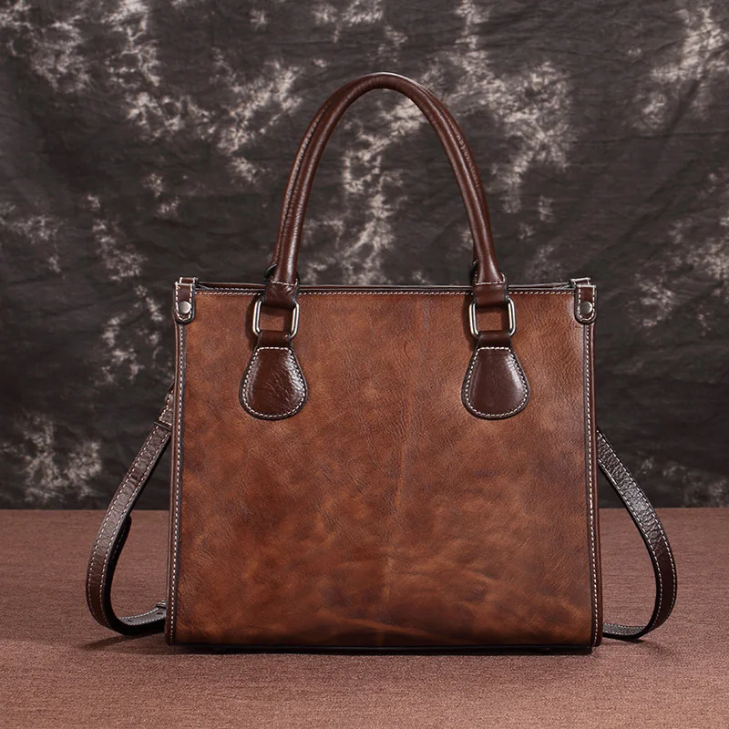 AETOO European and American leather bags, leather retro shoulder lady bag, leather hand-colored hand-held oblique cross bag