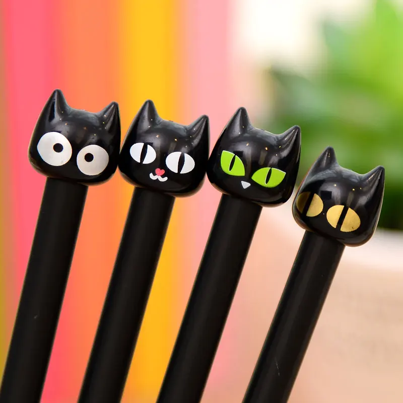 8 шт./лот черная кошка гелевая ручка милый кот чернила ручки Kawaii Канцелярские canetas Эсколар офис Материал школьные принадлежности 6548