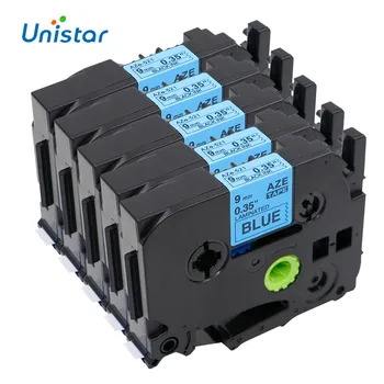 

Unistar 5pcs/Lot 9mm Compatible for Brother P-touch Tape TZe-521 TZ-521 TZe521 TZ521 Label Maker Black on Blue Laminated Label