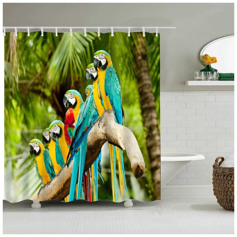 Parrot Waterproof Fabric Shower Curtain for Home Bath Decor Parrot